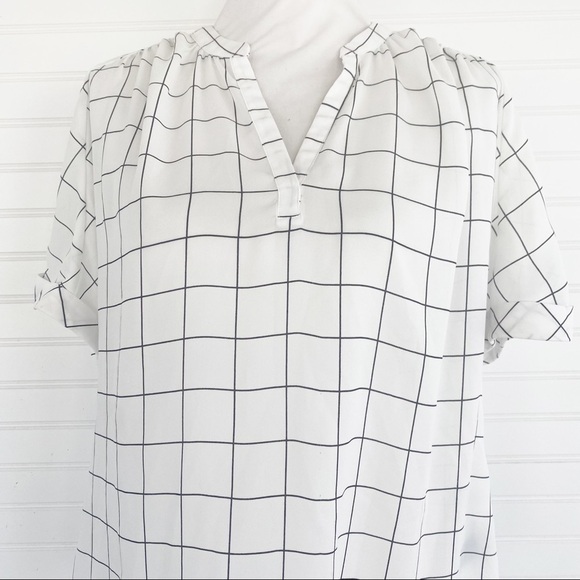 Worthington Petite white and black plaid blouse Size Petite Small - Picture 5 of 9